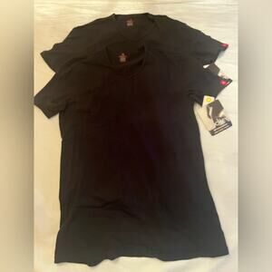 Jockey Two Mens High V Neck Black T-Shirts Size Medium NWT